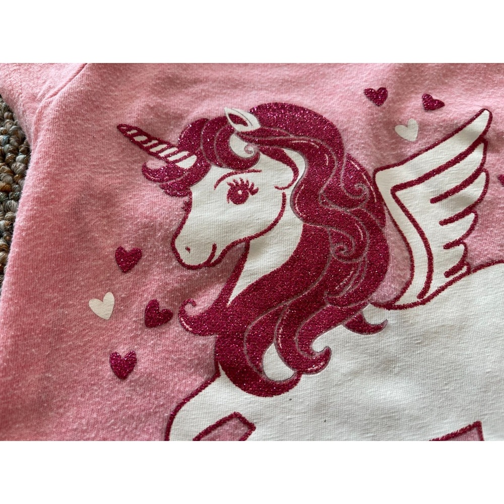The Children s Place Girls Pink Glitter Unicorn Top 2T - Picture 2 of 3